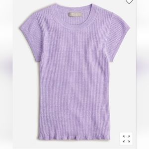 linen-wool blend purple cap sleeve sweater tee size Small